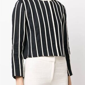 RARE 1990’s Giorgio Armani Blue and Cream Striped Linen Blazer